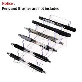 BTSKY 2 Pcs Acrylic Pen Holder Stand - 6 Slots Makeup Brush Holder Eyebrow Pen Stand Clear Display Stand for Nail Brush Eyebrow Pen Fountain Pen Forks