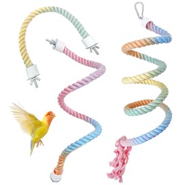 BNOSDM 3 Pcs Bird Rope Perches Gradient Colorful Bendable Climbing Rope Ladders Swings Toy Parakeet Cage Accessories for Parrots, Budgies, Cockatiels, Conures, Lovebirds
