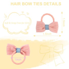 TODDER 20 PCS Baby Hair Ties with Bows Mini Elastic Hair Bows Small Rubber Ponytail Holders No Damage Essential Hair Accessories for Toddlers Infants Baby Girls in Pairs Multi-color 1.5 Inch