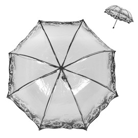 Beavorty Transparent Umbrella, Foldable & Portable 3-Fold Manual Clear Rain Umbrella for Travel, Shopping & Daily Use