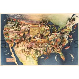 USA Paul Sample's America IT'S SOIL Map Vintage 1946 Reprint Art Poster 24"x36"