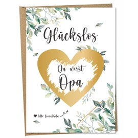 Ninky® Scratch Card "Du wirst Opa Postcard with Envelope - Pregnancy Announcement Grandpa - Scratch Card Heart Gold DIN A6