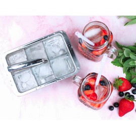 Ecozoi Stainless Steel Metal Ice Cube Trays With Easy Release Handle - 2 Pack | 12 Large Ice Cube Slots | Removable Slots For Easy Ice Cube Removal And Cleaning | Eco Friendly, Plastic Free