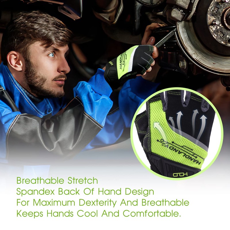 Fingerless Work Gloves for Men,Framer Driving Working Gloves,All-Purpose,Performance Fit, Breathable,Durable