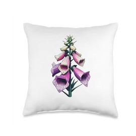 Geometric Art Foxglove Digitalis Floriculture Foxgloves Throw Pillow