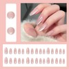 Flash Cat Eye Press-On Nails - 24Pcs Almond Glitter Pink