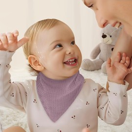 Kwelife gift Muslin Baby Bibs 6-Pack Baby Drool Bandana Bibs for Unisex Baby Girls Boys Toddlers Drooling and Teething Soft Pink