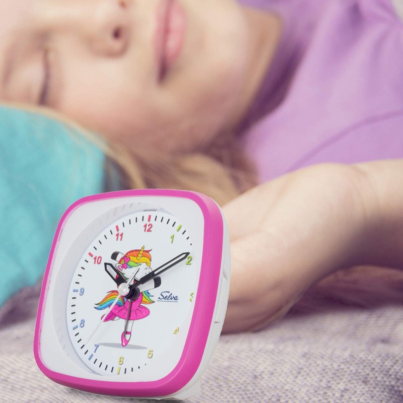 SELVA Quartz Alarm Clock Unicorn Ballerina Perfect for School Pink
