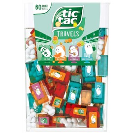 Bulk Travels Mini Packs candy Individual Assorted Flavor Candies Packets Large Spender Box (60 Mini Packs - Mint Orange Spearmint Peachy Passionfruit)