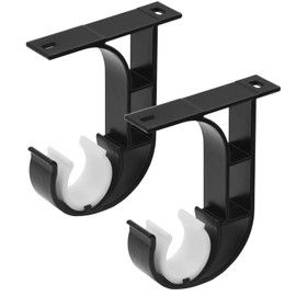 2 Pack Ceiling Curtain Rod Brackets Heavy Duty Curtain Rod Holders Ceiling Mount Curtain Rod Hooks for 1 Inch Rod, Black