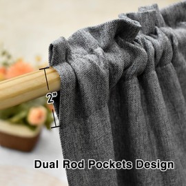 Small Tiers 1 Piece Faux Linen Textured Grey Kitchen Short Small Mini Window Curtains Valance 10 inches Length Blackout Home Decor Blackout Cafe Basement Living Room/Bedroom 52W by 10L Rod Pocket