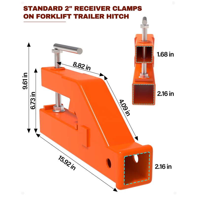 DEXSO 2" Clamp on Trailer Hitch Receiver for Tractor Bucket