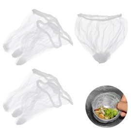 sourcing map 300Pcs Kitchen Sink Strainer Mesh Bags, 4.7" Polyester Disposable Anti-Clogging Strainer Filter Bags for Collecting Kitchen Food Waste Leftover Garbage, White