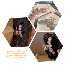 Healvian 2pcs Camellia Hair Claw Clips for Women Large Thick Jaw Clips Elegant Design for Daily Use and Special Occasions for Styling Bun Half-updo Pink and Blue