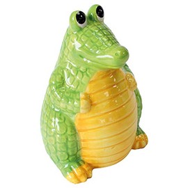 Crockery Critters - Crocodiles Money Bank from Deluxebase. Novelty Ceramic Crocodile Piggy Bank. Cute Croc Savings Box with Rubber Stopper, Decorative Gift.