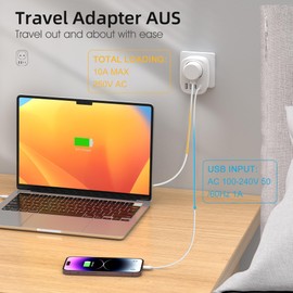 Travel Adapter, Universal Travel Australia Germany Plug with 2 USB-C 2 USB-A, Socket Adapter for EU to China/New Zealand/Argentina Travel for Wall Charger Charging Station