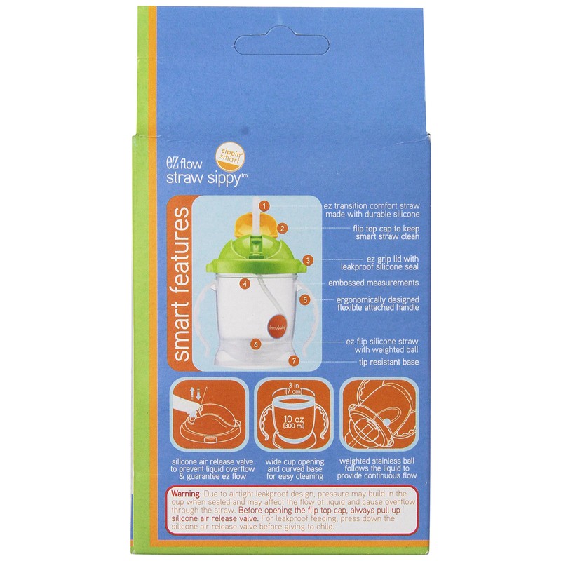 Innobaby Sippin' Smart EZ Flow Straw Sippy Cup, Green, 10