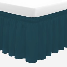 SGI King Bed Skirt 18 Inch Drop Wrap Around Bed Skirt with Adjustable Elastic Belt- No Heavy Mattress Lifting- Fade-Wrinkle Resistant Bedskirt Teal
