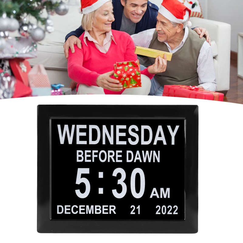 8inch Digital Day Calendar Clock Alarm Reminders Auto Dimming Large