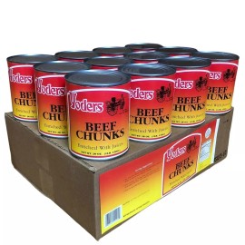 Yoders Canned Beef Chunks  Canned Meat Long Storage Emergency Survival Food  - Pack of 6 Cans