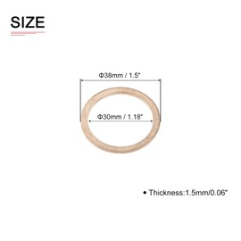 DTGN 30mmx38mmx1.5mm(IDxODxT) Flat Copper Sealing Washers - 10Pack - Good for Industrial Machinery M30 Screws - Copper Flat Ring Gasket