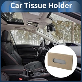 HEROFFIX Car Tissue Holder Car Tissue Box Organizer Carbon Fiber Pattern Small Grid PU 9.06"x5.12"x0.79" Beige 1 Pc