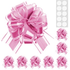 Pull Bows for Gift Wrapping 8 PCS, 6” Large Pull Bows - Gift Bows for Presents, Christmas, Gift Baskets, Wedding, Decor Party, Birthday Gift, Easy to Assemble