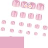 French Tip Press on Toenails 3D Flower Fake Toenails Short