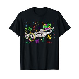 Mardi Gras Trumpet Jester Hat Beads Instrument Parades T-Shirt