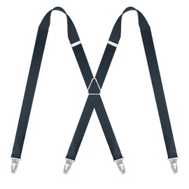 QCWQMYL Suspenders, Women's, Men's, X-Shaped, 4 Clips, 1.0 inches (25 mm), Thin, Unisex, Large Size, Adjustable, Stylish, Stable, Rust-free, For Work, A / Gray
