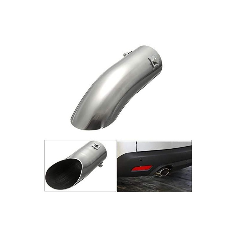 C-FUNN Chrome 60 mm Car Curved Tailpipe Exhaust Bumper Trim