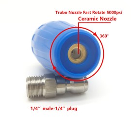 YOKING Turbo Nozzle Pressure Washer Accessories 360° Rotating Spray, 4000 Psi, 3.5 GPM, 1/4 Inch Quick Connect Washer Attachment for Cleaning Brick, Concrete and Vinyl Surfaces(Ceramic Orifice 3.5)