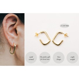 Silver Smile J-Shaped Tube Hoop Earrings | Elegant Lightweight Jewelry for Women | Sterling Silver with Gold Vermeil | Ideal Gift for Her, Sterling Silver, goldstone