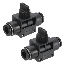 PATIKIL 3/8" Pneumatic Ball Valve, 2 Pack 3/8" OD Push to Connect Tube Fittings Ball Valve Union Straight Air Flow Control Valve for Air Hydraulic, Black Silver