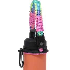 One MissionX Paracord Handle Compatible with Yeti Rambler 36oz 26oz 18oz 12oz 46oz Water Bottles, Durable Carrier Strap - Holder(Diamond Rainbow/Comp+Starter)
