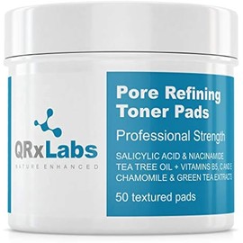 Pore Refining Toner Pads with Salicylic Acid and Niacinamide in a Witch Hazel Solution - with Vitamins B5, C & E, Chamomile & Green Tea - Helps Reduce The Look of Enlarged Pores