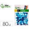 Pompon colorati leiderpapel 1,5 cm tonalità blu sacchetto con 80