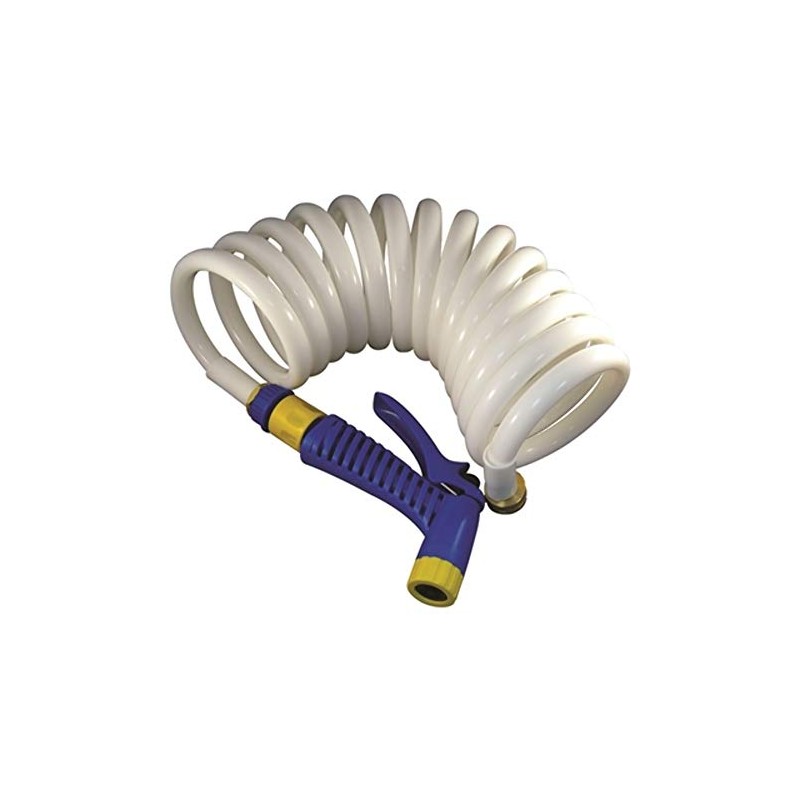 Marpac New Marine Boat Coiled Washdown Hose with Nozzle 1/2