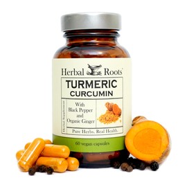 Herbal Roots Herbal Roots - Turmeric Curcumin Capsules - Extra Strength - 1000mg Pure Organic Turmeric Supplement, 95% Standardized Curcumin Extract with BioPerine Pepper and Ginger