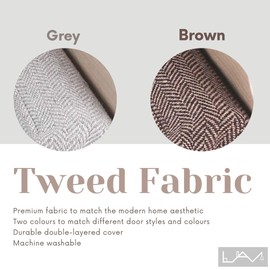 Lavish Home Décor Luxury Tweed Fabric Draught Excluder for Bottom of Door - Double Sided Interior Door Draft Stopper, Blocker, Guard, Seal - Grey and Brown (Grey)