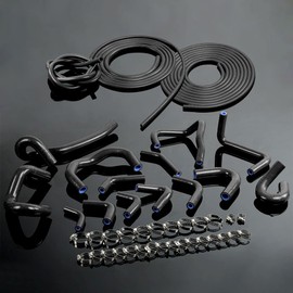 Silicone Radiator Hose Compatible with Nissan Skyline GTR R33 R34 RB26DET + Vacuum Kit BK