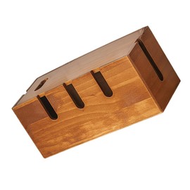 GLEAVI Wooden Cable Management Box Lid Retro Cord Organizer for Desk Power Strip Storage Solution Wire Hider for Home and Office Suitable for TV and Computer