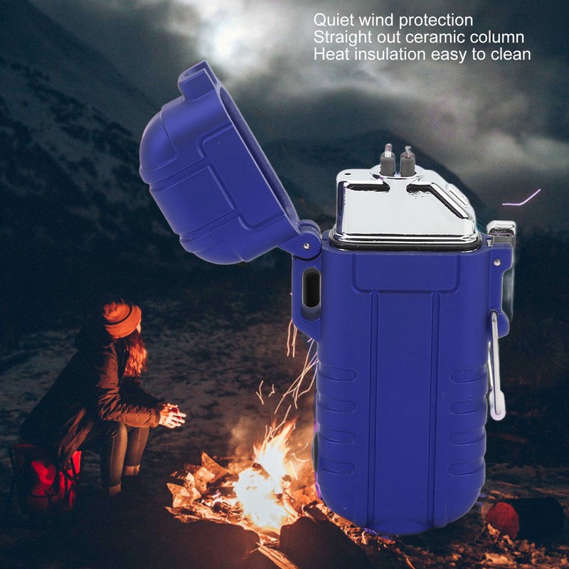 Outdoor Double Arc Electric Lighter Portable Waterproof Flashlight Lighter Charging