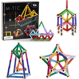 96 Stücke Magnet Spielzeug Kinder, Magnetisch Bausteine, Magnetische Sticks Magnetische, Magnet Bildungsspielzeug Magnetische Bausteine, Sticks Stapeln Spielzeug Set, Stapelspielzeug-Set für Kinder