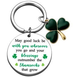 QUIHUD Lucky Charms Green Shamrock Keychain St.Patrick's Day Green Gift Irish Bag Charm Decorations 3 Leaf Clover Keychain