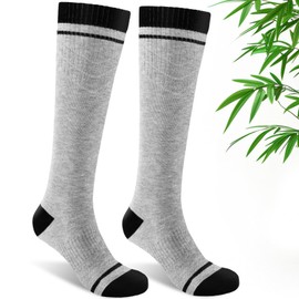 SONORAN Bamboo Viscose Compression Socks for Women & Men (1 Pair) 15-20 mmHg Knee High Support for Nurses, Travel, Pregnant L/XL（Gray）