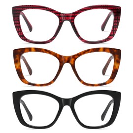 AABV Oversized Reading Glasses for Women Men,Fashion Cat Eye Readers with Blue Light Blocking,Spring Hinges Eyeglasses for Reading +1.25