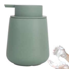INGOFIN Ceramic Foaming Soap Dispenser - 12oz Foam Hand Soap Dispenser Bathroom, Ceramic Dish Soap Modern Dish Soap Dispenser with Pump for Kitchen, Matte Green