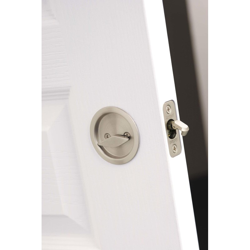 Kwikset 335-514 Round Privacy Pocket Door Lock Iron Black Finish