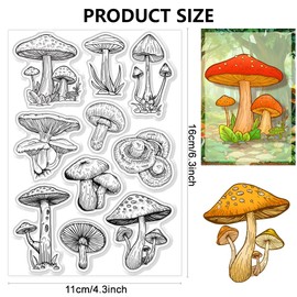 CHGCRAFT Realistic Mushrooms Clear Stamps Mushrooms Transparent Silicone Stamps for Card Making Retro Corners Silicone Clear Stamp for DIY Scrapbooking Photo Journal Album Decoration